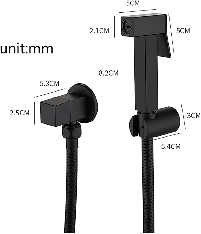 مرشة بيديه سوداء لمقعد المرحاض مع تركيبة حائطية للمياه الباردة للنظافة النسائية - Image 3