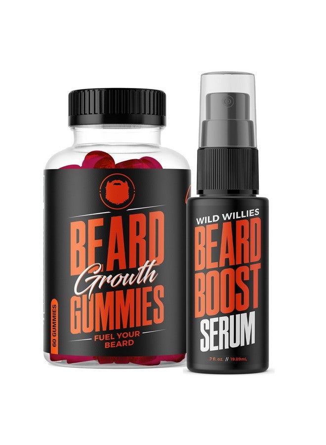 Wild Willies Beard Growth Dual Threat: Beard Growth Gummies and Serum Kit for Men - Biotin, Caffeine & Essential Growth Oil for Fuller, Thicker Facial Hair - Beard Vitamins & Enhance Beard Growth - Image 1