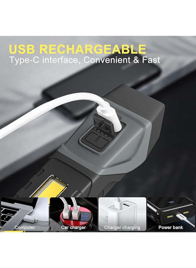 أكس سبرينج مصباح يدوي LED قابل لإعادة الشحن ومحمول ومقاوم للماء مع أوضاع شحن من النوع C وUSB مصباح يدوي قابل للطي بقوة 1000 لومن مع 5 أوضاع إضاءة مصباح يدوي قوي للاستخدام المنزلي والخارجي - Image 4