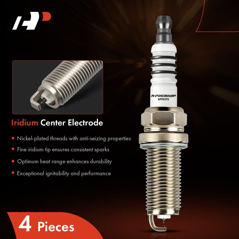 A-Premium Iridium Platinum Spark Plugs Compatible with Honda CR-V, Civic, Accord, Crosstour & Hyundai Elantra, Elantra Coupe/GT, Sonata, Santa Fe, Santa Fe Sport, Tucson, Venue & Kia Soul, Pack of 4 - Image 3