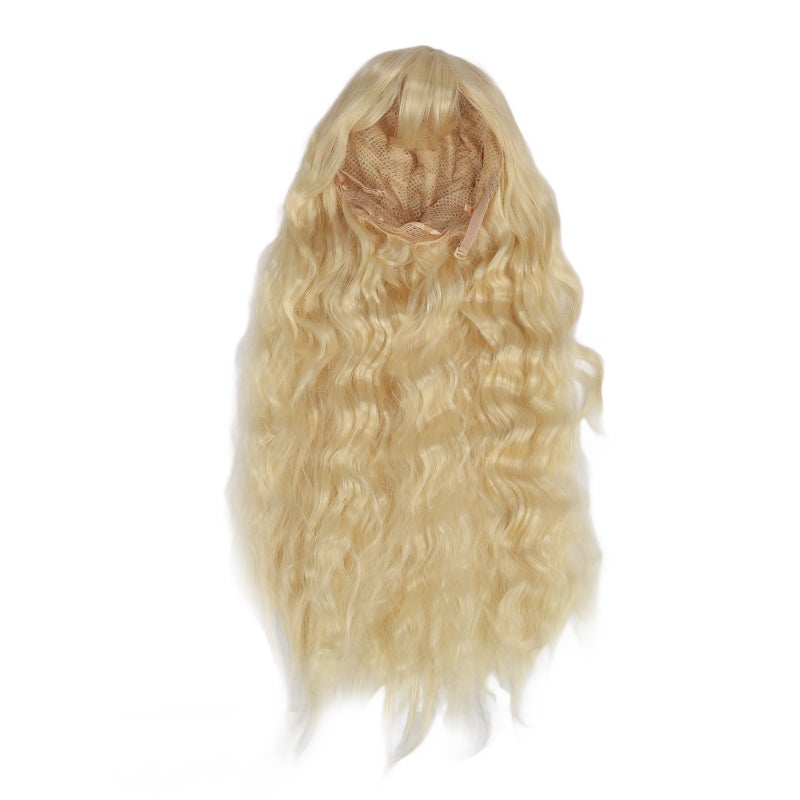 Women Wig: Light Gold Long Curly High Temperature Synthetic - Premium Mesh Lining Comfortable Wear Adjustable Straps Easy Styling for Daily Party Shopping Wedding Dating - Image 1