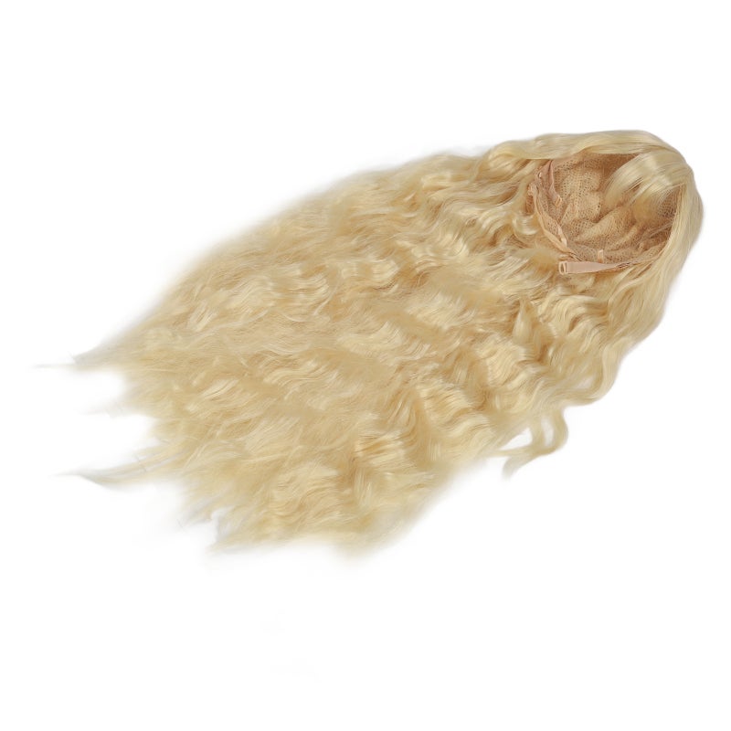 Women Wig: Light Gold Long Curly High Temperature Synthetic - Premium Mesh Lining Comfortable Wear Adjustable Straps Easy Styling for Daily Party Shopping Wedding Dating - Image 3