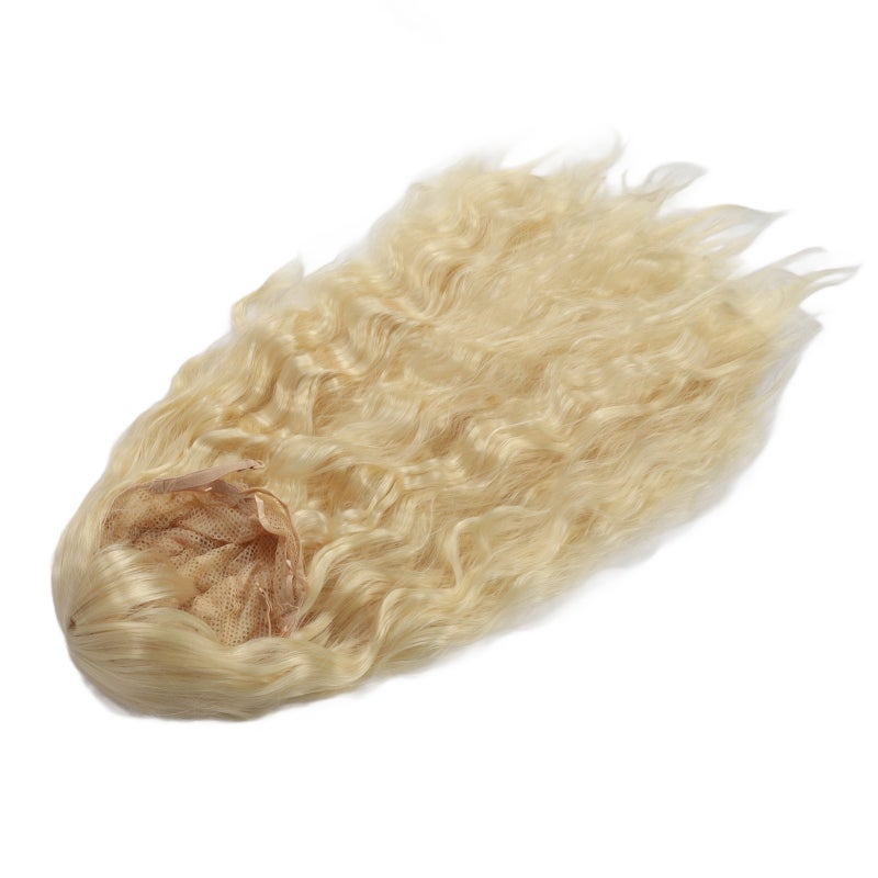 Women Wig: Light Gold Long Curly High Temperature Synthetic - Premium Mesh Lining Comfortable Wear Adjustable Straps Easy Styling for Daily Party Shopping Wedding Dating - Image 5