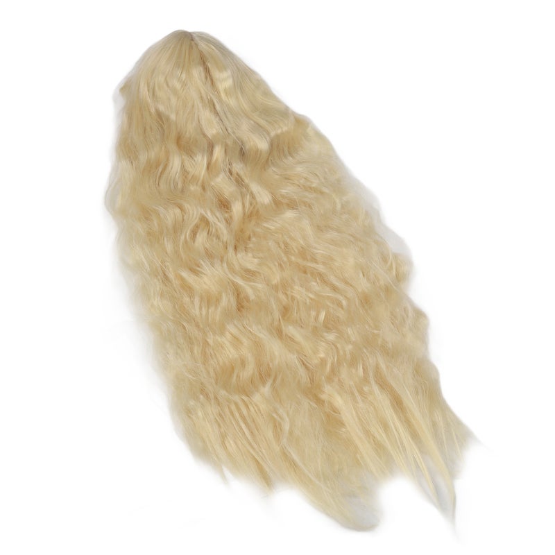 Women Wig: Light Gold Long Curly High Temperature Synthetic - Premium Mesh Lining Comfortable Wear Adjustable Straps Easy Styling for Daily Party Shopping Wedding Dating - Image 2
