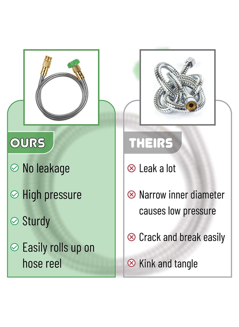 Y&D 3 Feet Short Garden Hose, Heavy Duty Stainless Steel Outdoor Metal Flexible Durable Hose  - Image 3