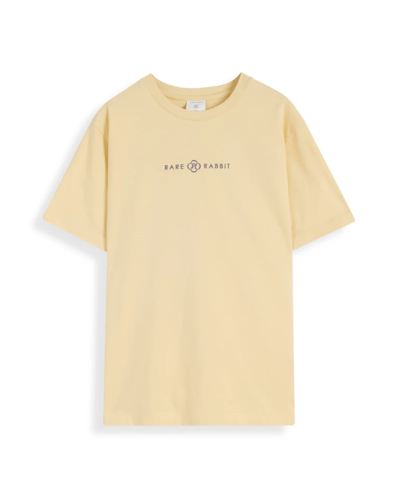 Rare Ones Rare Ones Kids Chom Yellow Cotton Fabric Half Sleeves Crew Neck Graphic Print T-Shirt