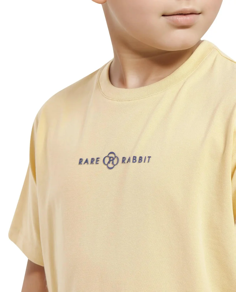 Rare Ones Rare Ones Kids Chom Yellow Cotton Fabric Half Sleeves Crew Neck Graphic Print T-Shirt