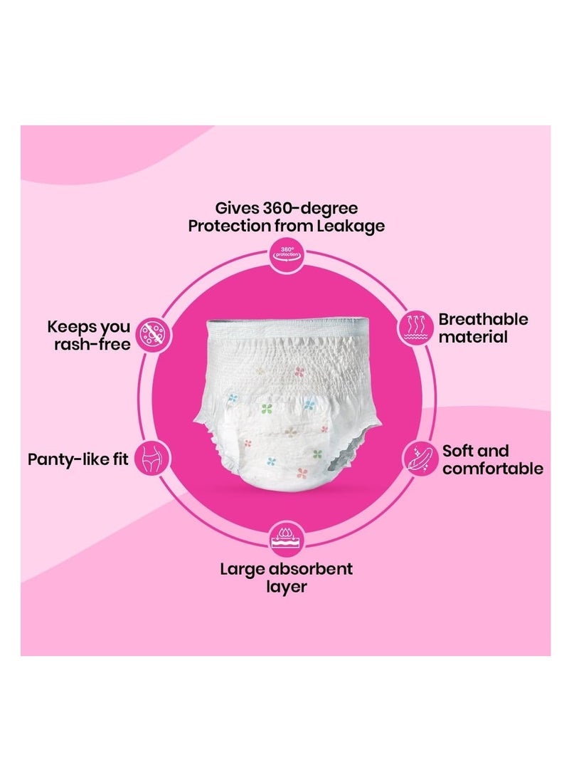 i-activ i activ سروال شهري للفتيات والنساء | L-XL | 2 حزمة | سراويل الدورة الشهرية المتاح للنساء لفترات التدفق الثقيل | ضمادات الأمومة بعد الولادة | حماية بزاوية 360 درجة | مقاس الخصر - 31 بوصة إلى 48 بوصة - Image 3
