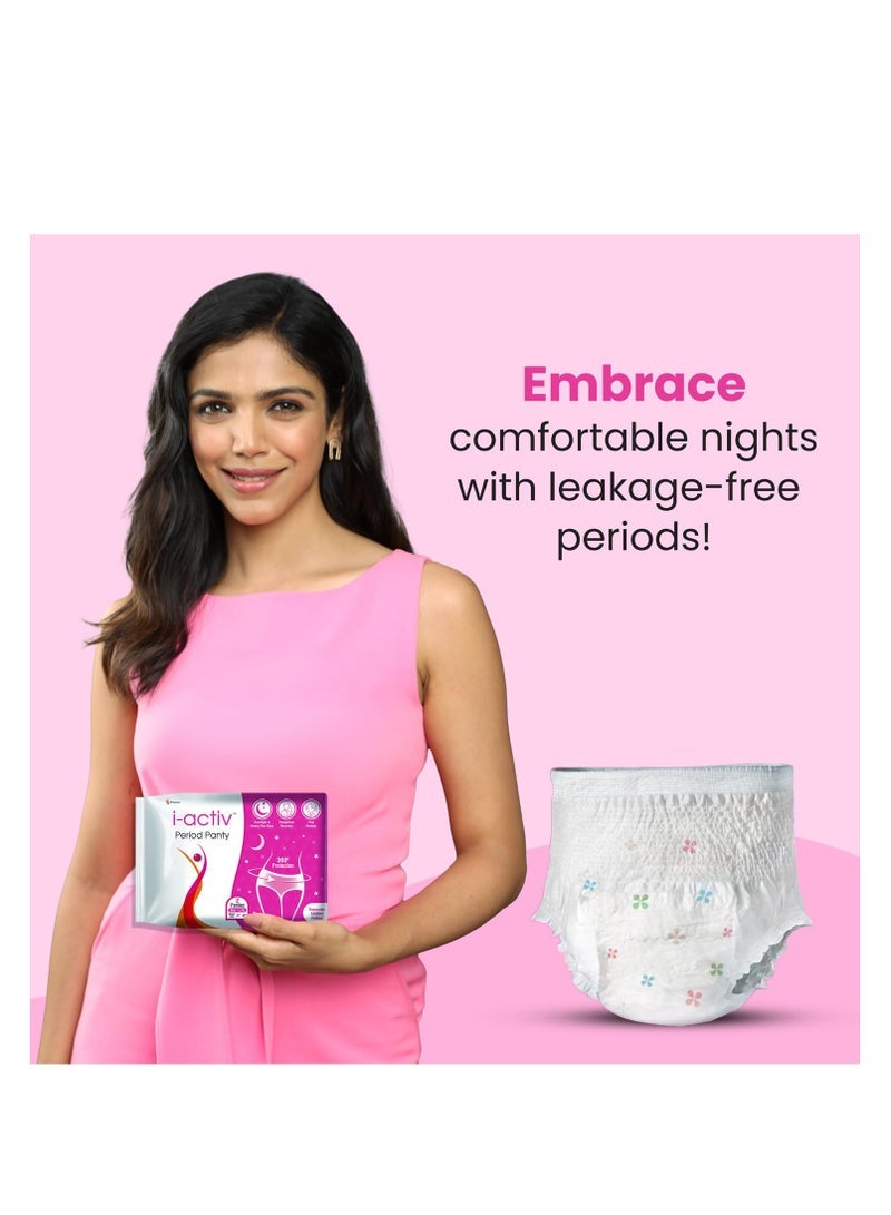 i-activ i activ سروال شهري للفتيات والنساء | L-XL | 2 حزمة | سراويل الدورة الشهرية المتاح للنساء لفترات التدفق الثقيل | ضمادات الأمومة بعد الولادة | حماية بزاوية 360 درجة | مقاس الخصر - 31 بوصة إلى 48 بوصة - Image 2