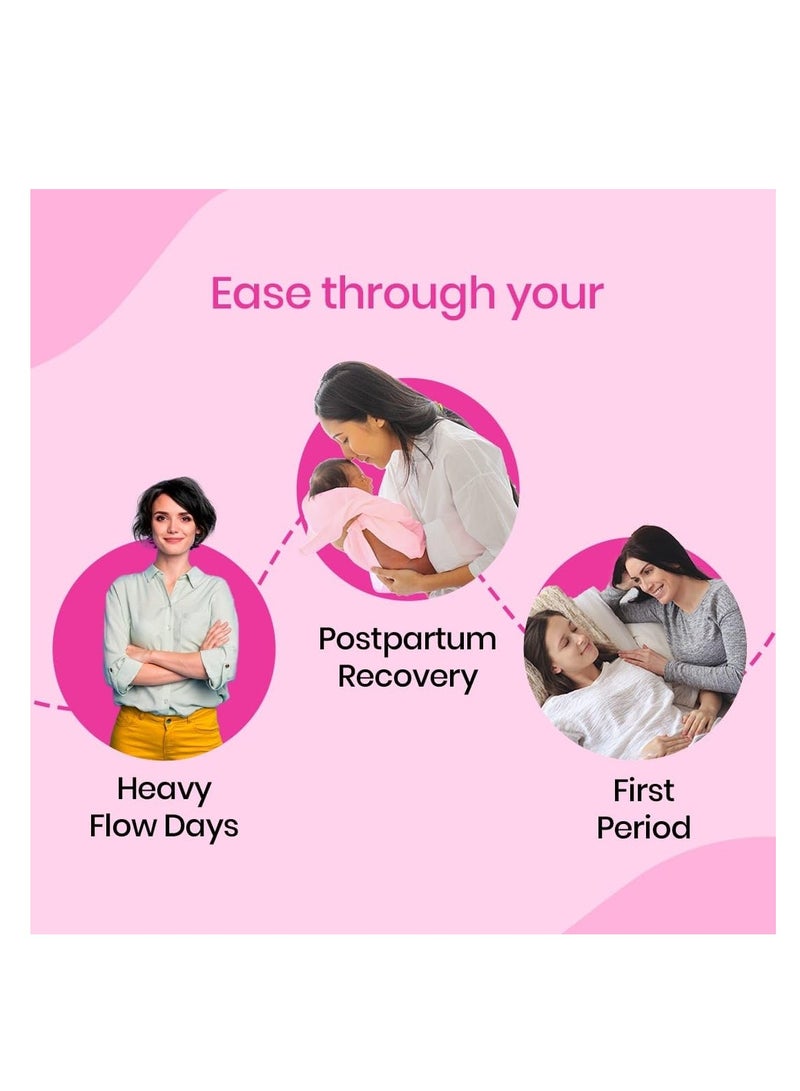 i-activ i activ سروال شهري للفتيات والنساء | L-XL | 2 حزمة | سراويل الدورة الشهرية المتاح للنساء لفترات التدفق الثقيل | ضمادات الأمومة بعد الولادة | حماية بزاوية 360 درجة | مقاس الخصر - 31 بوصة إلى 48 بوصة - Image 5