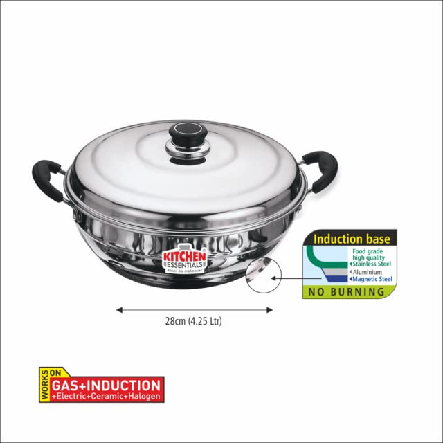 Kitchen Essentials-Stainless Steel Induction Bottom Multi Kadai with 6 Plates (2 Idli Plates,2 Dhokla Plates,1Patra Plate,1 Mini idli Plate) - KE-FG002362 - Image 3