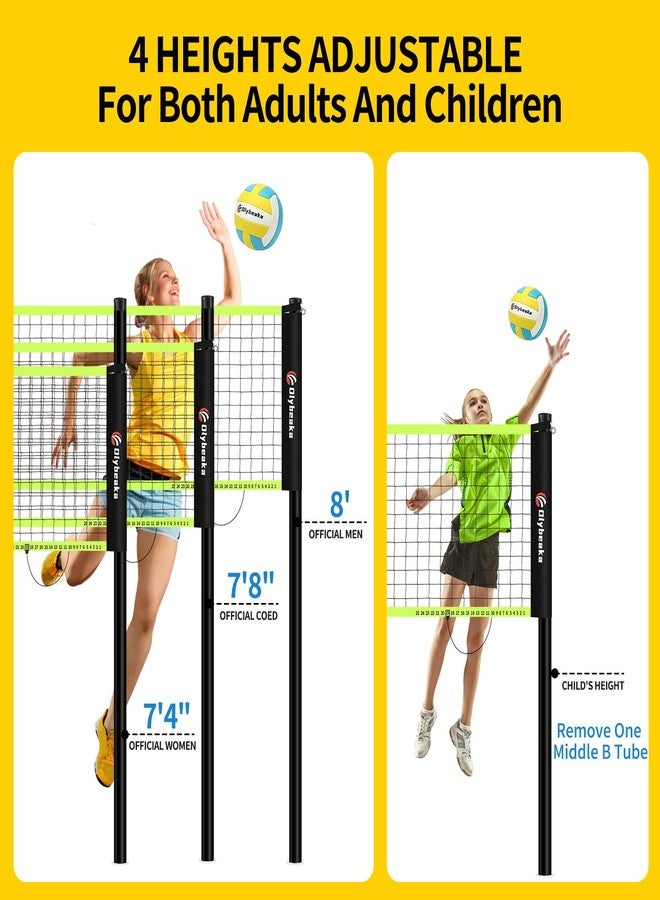 Olybeaka Portable Outdoor Volleyball Net Set for Backyard Beach with Adjustable Poles, Soft PU Volleyball & Pump, Carry Bag and Durable Anti-Sagging Net (Black, 20ft) - Image 3