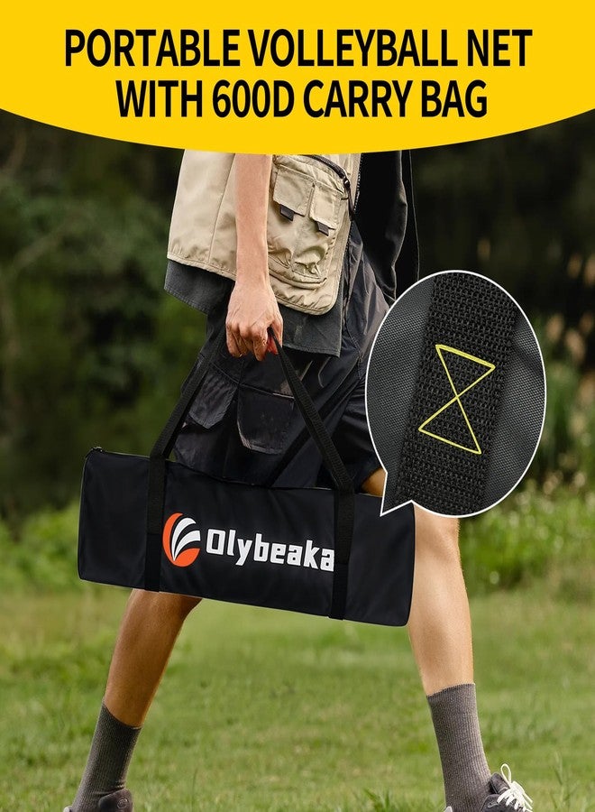 Olybeaka Portable Outdoor Volleyball Net Set for Backyard Beach with Adjustable Poles, Soft PU Volleyball & Pump, Carry Bag and Durable Anti-Sagging Net (Black, 20ft) - Image 5