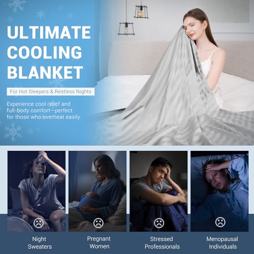 Elegear بطانية إلكيير الثورية للتبريد، تمتص الحرارة للحفاظ على برودة الجسم أثناء التعرق الليلي، قماش مزدوج الجوانب Arc-Chill3.0 ألياف تبريد Q-Max>0.5، بطانيات باردة خفيفة الوزن للصيف للنوم 51“ x 67” - Image 4