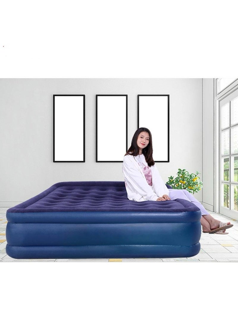 ECONO - Air Mattress with Built-in Pump Inflatable Bed in 3 Mins Self-Inflation/Deflation Flocked Surface Ideal for Home Use And Camping. - Image 1