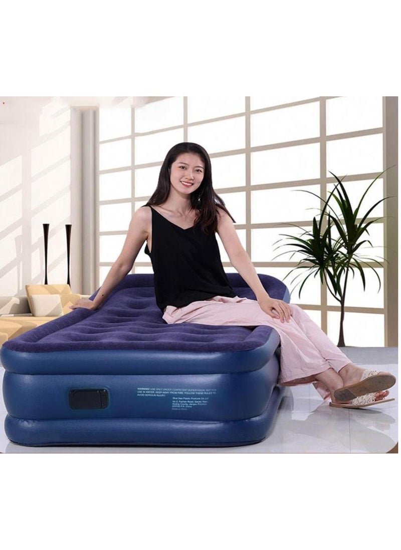 ECONO - Air Mattress with Built-in Pump Inflatable Bed in 3 Mins Self-Inflation/Deflation Flocked Surface Ideal for Home Use And Camping. - Image 1