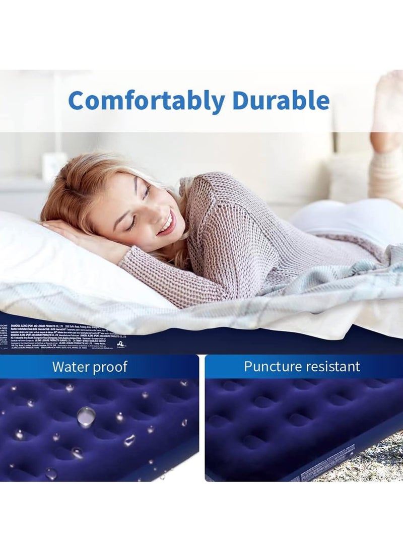 ECONO - Air Mattress with Built-in Pump Inflatable Bed in 3 Mins Self-Inflation/Deflation Flocked Surface Ideal for Home Use And Camping. - Image 1
