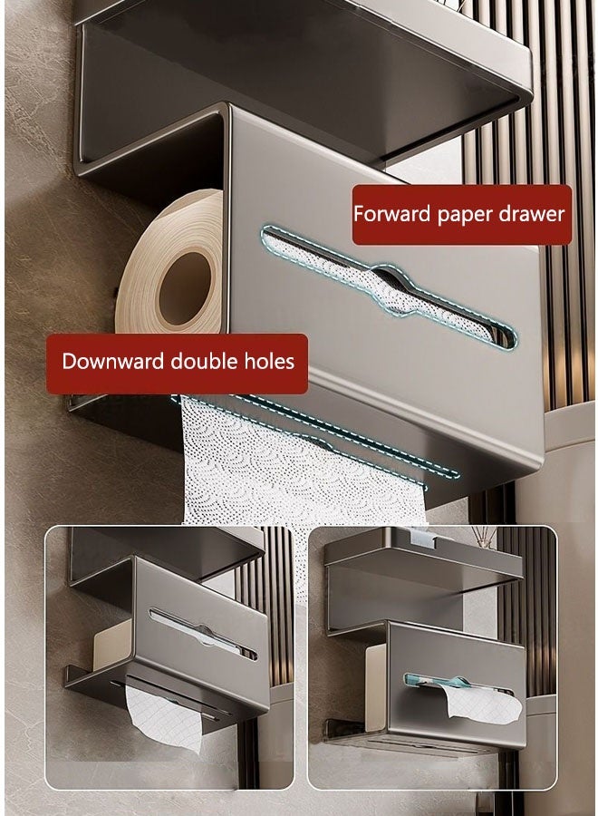 Wall Mounted Tissue Holder, Paper Organizer Dispenser, Perforation-Free Plastic Tissue Box,2-in-1 hanging shelf with tissue box Large Tissue Storage Box for Kitchen, Bathroom, Home, Office - Image 4