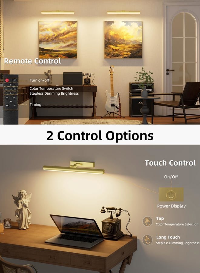 VOLISUN 1 Pack Picture Light, 16 inch Battery Operated Art Light, Remote Control, Gold - Image 3
