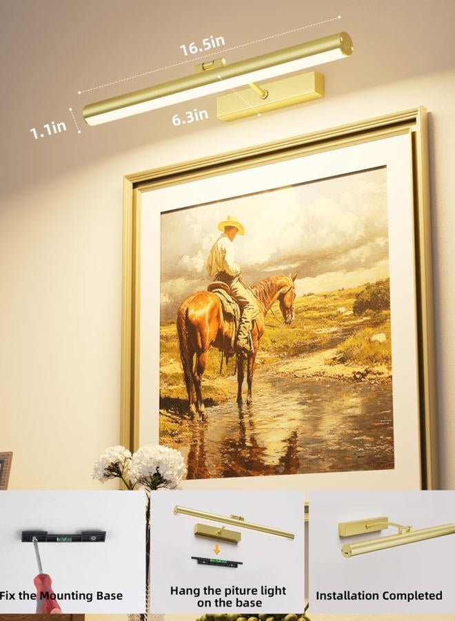 VOLISUN 1 Pack Picture Light, 16 inch Battery Operated Art Light, Remote Control, Gold - Image 5