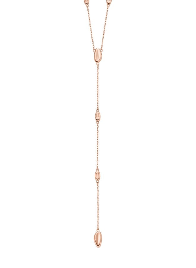 سكاجين قلادة سكاجين النسائية أنجا بيبل المصنوعة من الفولاذ المقاوم للصدأ باللون الذهبي الوردي على شكل حرف Y (الموديل: SKJ1845791) - Image 1