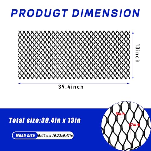 Sylvil Car Grill Mesh, Heavy Duty Aluminum Alloy Grille Insert Bumper with Rhombic Hole, 40"×13" Multifunctional Automotive Screen Mesh Roll for Front Bumper, Car Accessories (6×12 mm) - Image 2