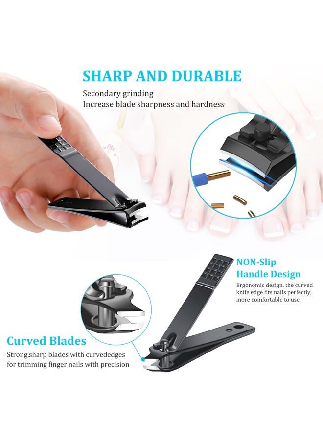 QLNE Nail Clippers Sets High Precisio Stainless Steel Nail Cutter Pedicure Kit Nail File Sharp Nail Scissors and Clipper Manicure Pedicure Kit Fingernails & Toenails with Portable cas (Gray/Blue_25 in 1) - Image 2