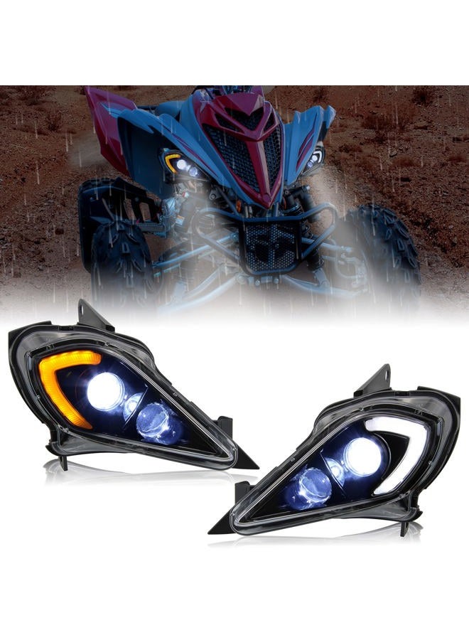 SAUTVS LED Headlights High Low Beam Head Lights Front Lamps DRL Turn Signal Light for Yamaha YFZ 450 YFZ450R YFZ450X Wolverine 450 350 Raptor 250 350 Raptor 700 2006-2022 Accessories (2PCS) - Image 1