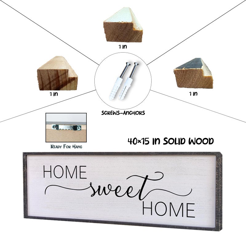 Surfapans Home Sweet Home Sign Wall Decor 40â€X15â€ Master Family Room Above Bed Beautiful Living Room Above Couch Sign Large Rustic Farmhouse Wood Framed Entryway Hanging Wall Art Decoration (Black) - Image 2