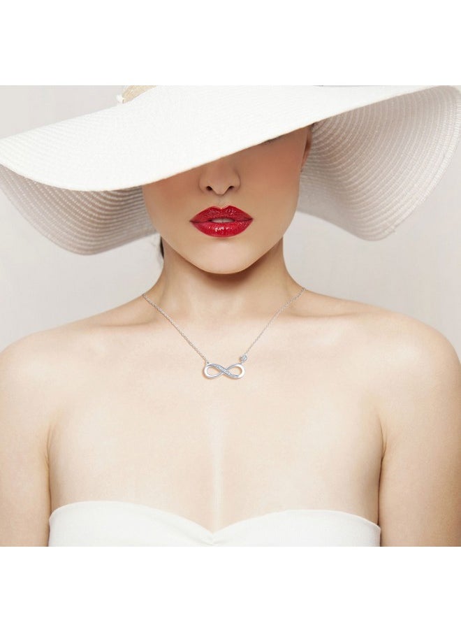 Billie Bijoux 925 Sterling Silver Necklace Bracelet One Sets Forever Love” Infinity Heart Love Jewelry Sets White Gold Plated Diamond Women Necklace  - Image 5