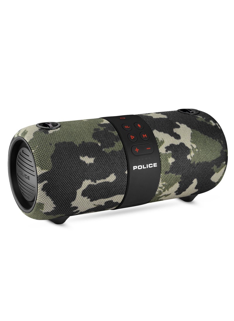 POLICE Foss 2 True Wireless Stereo Speaker with RGB Lights, 70mm Driver, Type-C Charging, Bluetooth 5.3, 3600 mAh, Camouflage - IPX6  - Image 1