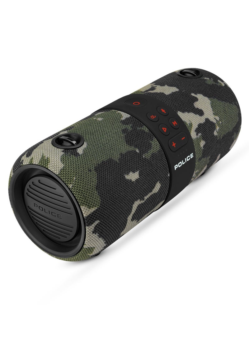 POLICE Foss 2 True Wireless Stereo Speaker with RGB Lights, 70mm Driver, Type-C Charging, Bluetooth 5.3, 3600 mAh, Camouflage - IPX6  - Image 3