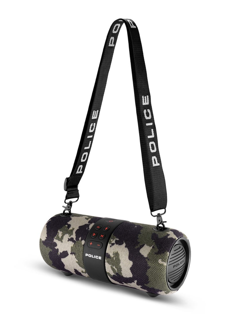 POLICE Foss 2 True Wireless Stereo Speaker with RGB Lights, 70mm Driver, Type-C Charging, Bluetooth 5.3, 3600 mAh, Camouflage - IPX6  - Image 4