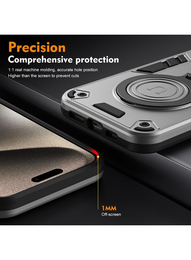 اس-توب جراب لهاتف Motorola Moto G53 5G، مزود بحلقة معدنية وحامل دوار 360 درجة، جراب هاتف هجين من مادة TPU - Image 4