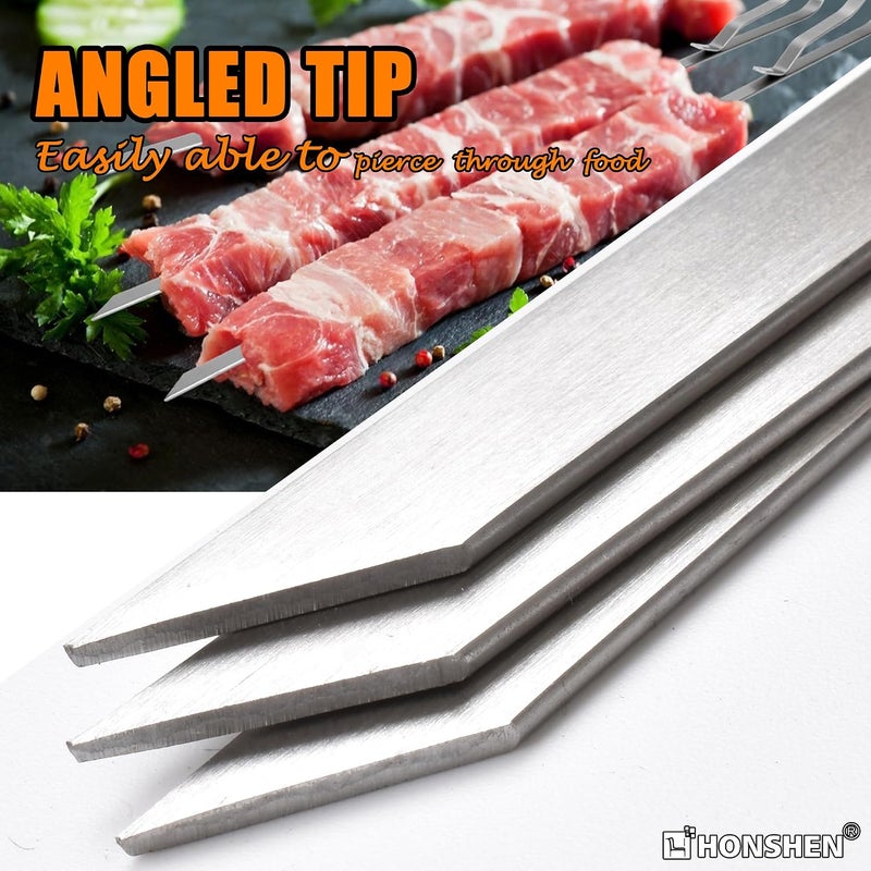 HONSHEN 17 Inch Stainless Steel Skewers for Kabobs, Flat Shish Kabob Barbecue Skewers - Metal BBQ Skewers for Grilling Meat, Chicken, Shrimp, Vegetables - 20 Pack (17Inch Flat BBQ 20p) - Image 2