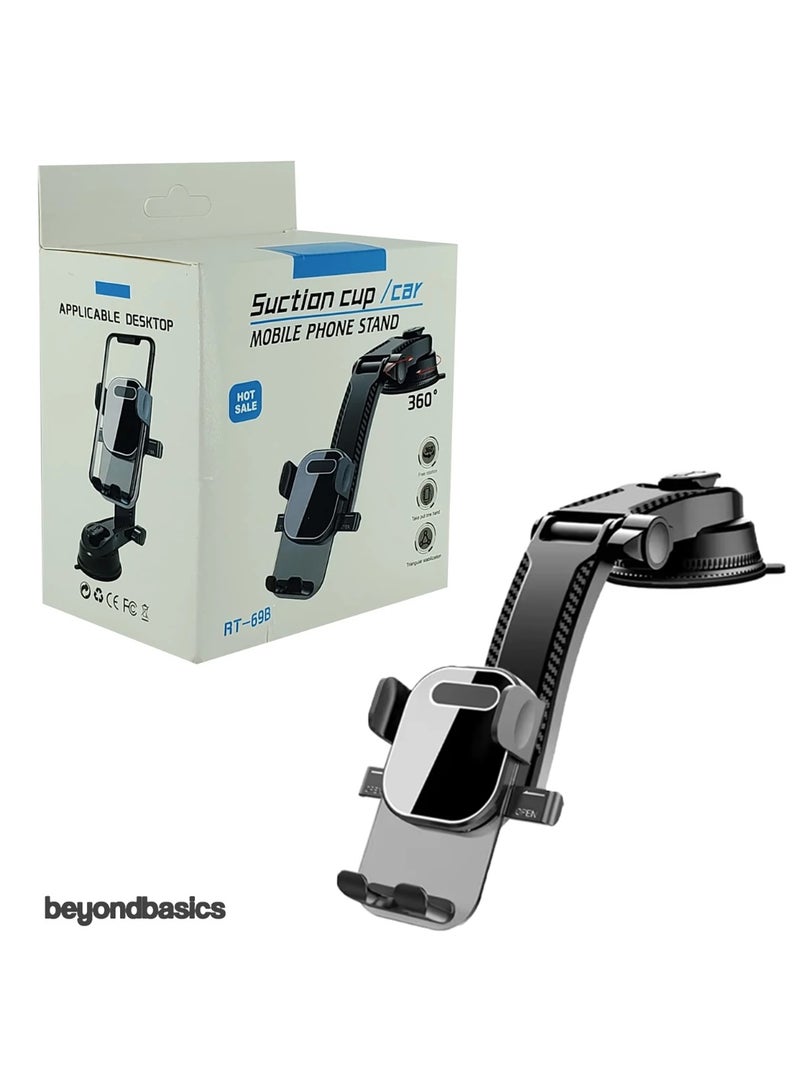 ما وراء الأساسيات حامل هاتف سيارة عالمي قابل للدوران 360 درجة من Beyond Basics، يُثبّت على لوحة القيادة | قاعدة شفط قوية، مضاد للانزلاق، سهل التركيب، قاعدة قابلة للتعديل لأجهزة iPhone وAndroid - تصميم متين من ABS والسيليكون - Image 1
