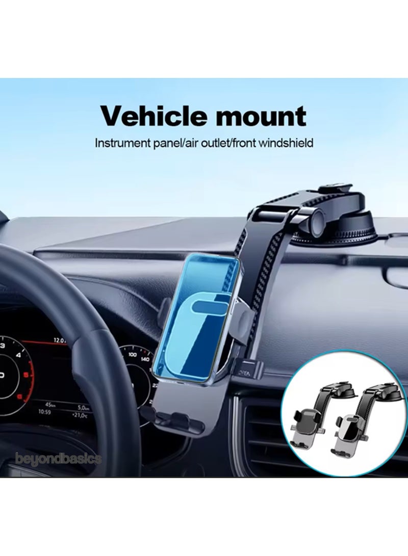 ما وراء الأساسيات حامل هاتف سيارة عالمي قابل للدوران 360 درجة من Beyond Basics، يُثبّت على لوحة القيادة | قاعدة شفط قوية، مضاد للانزلاق، سهل التركيب، قاعدة قابلة للتعديل لأجهزة iPhone وAndroid - تصميم متين من ABS والسيليكون - Image 4