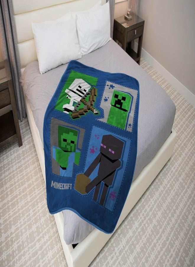Jay Franco Minecraft Icons Throw Blanket - Measures 46 x 60 inches, Kids Bedding Features Creeper, Enderman, Zombie, & Skeleton - Fade Resistant Super Soft Fleece (Official Minecraft Product) - Image 3