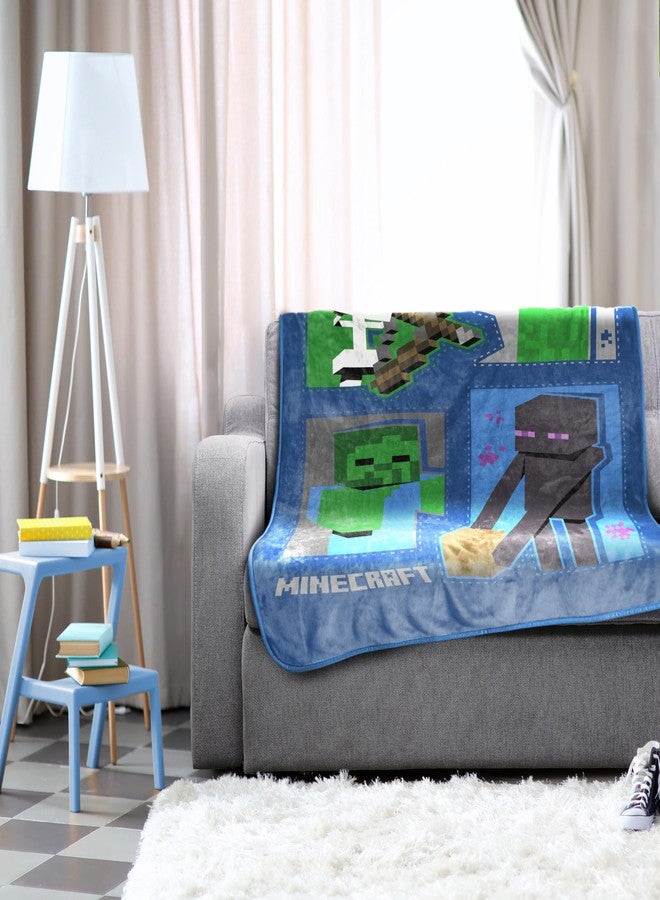 Jay Franco Minecraft Icons Throw Blanket - Measures 46 x 60 inches, Kids Bedding Features Creeper, Enderman, Zombie, & Skeleton - Fade Resistant Super Soft Fleece (Official Minecraft Product) - Image 2