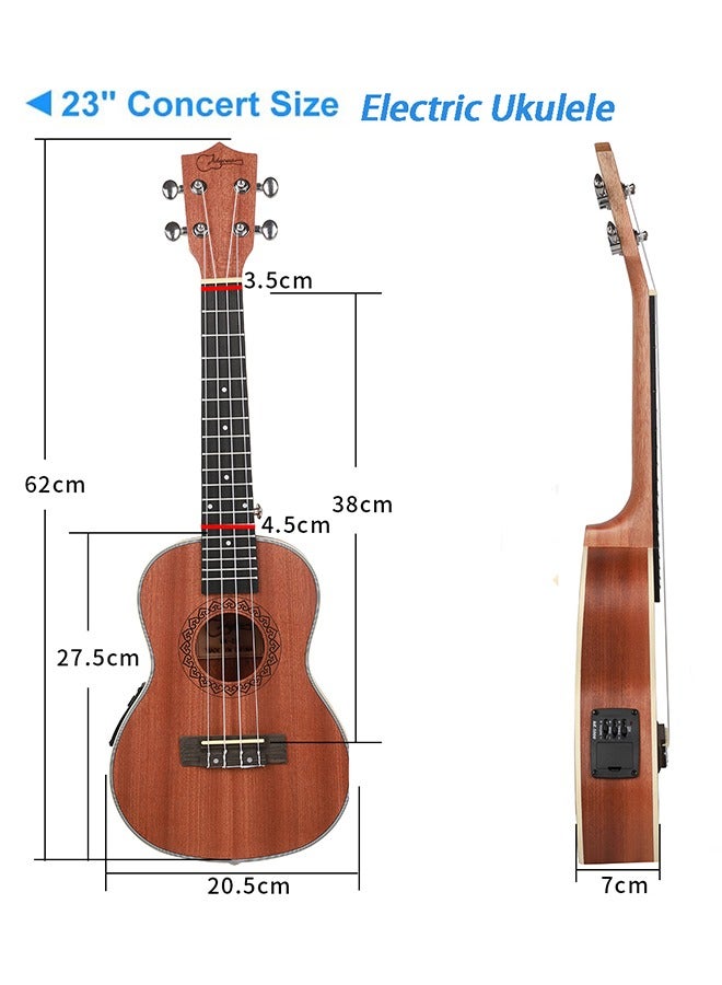 Jidyous Concert  Ukelele 23-Inch Wood Ukulele Built-in Equalizer Kit With Carry Bag - Image 4