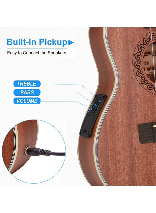 Jidyous Concert  Ukelele 23-Inch Wood Ukulele Built-in Equalizer Kit With Carry Bag - Image 3