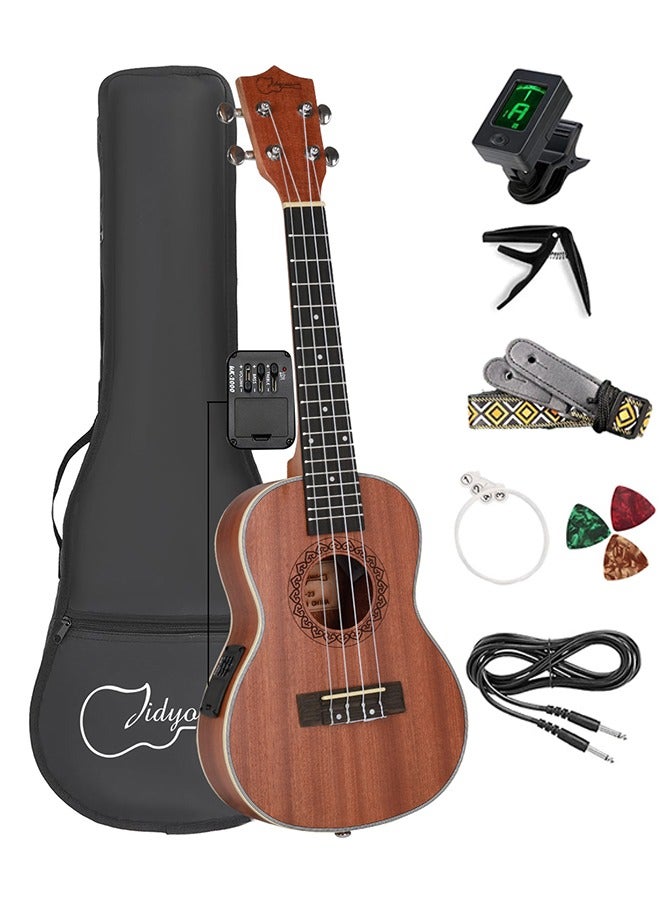 Jidyous Concert  Ukelele 23-Inch Wood Ukulele Built-in Equalizer Kit With Carry Bag - Image 1