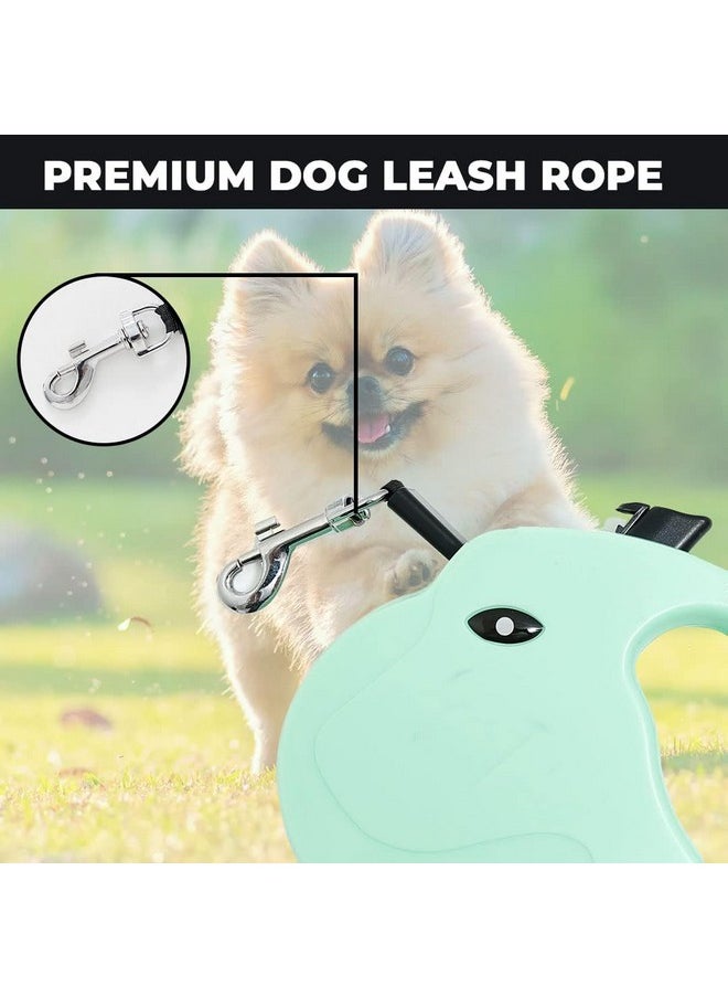 Hearts - Retractable Dog Leash|One Button Break With Safety Lock|Automatic & Non-Slip Handle|Windog-1092|Soft Padded Handle For Comfortable Grip|Pet Training & Walking Accessory|Green - Image 1