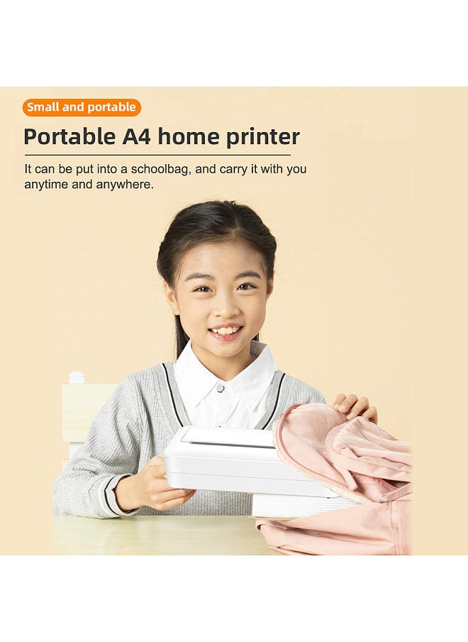 Generic - A4 Portable Paper Printer Thermal Printing Wireless BT Connect Compatible with iOS and Android Mobile Photo Printer Support 210mm Wide with 1 A4 Thermal Paper Roll - Image 1