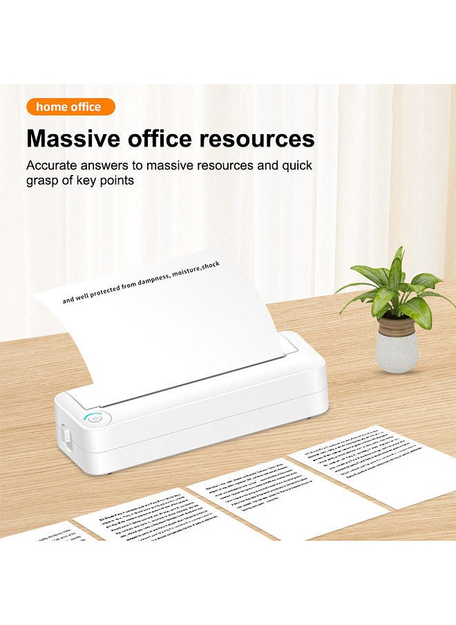 Generic - A4 Portable Paper Printer Thermal Printing Wireless BT Connect Compatible with iOS and Android Mobile Photo Printer Support 210mm Wide with 1 A4 Thermal Paper Roll - Image 1