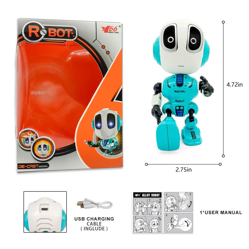 MING YING 66 Talking Robot for Kids Toys - Mini Robot Toys That Repeats What You Say, Robot Toys for 4 5 6 Year Old Girls and Boys, Stocking Stuffers for Boys and Girls (Blue) - Image 2