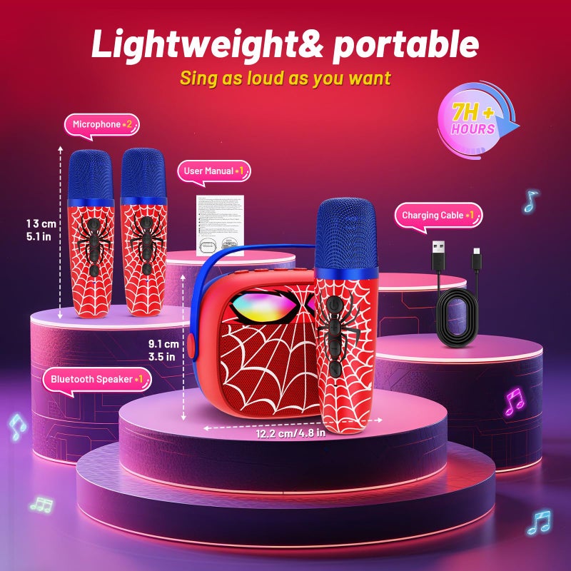 Innofans Mini Karaoke Machine For Kids Ages 3-12: Portable Bluetooth Speaker With 2 Wireless Microphone  Led Light Show For Kids 3 4 5 6 7 8 9 10 Year Old Boys Girls Toys Easter Birthday Gifts Toddler - Image 3