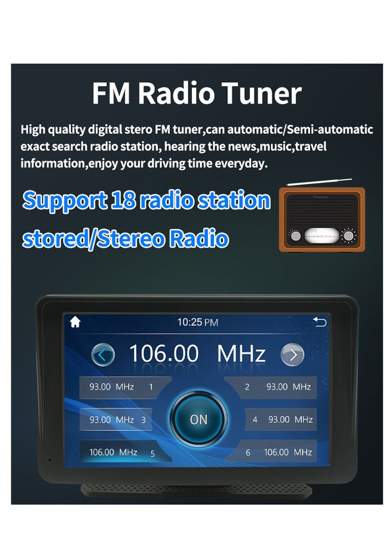 Furtey - 7 Inch Car Bluetooth Stereo MP5 Player , PND car navigation , FM Radio , Touch Screen Support Carplay , Auto Phone Link , Reversing Assist U-Disk/TF Card with Adjustable Bracket , Magnetic design - Image 1