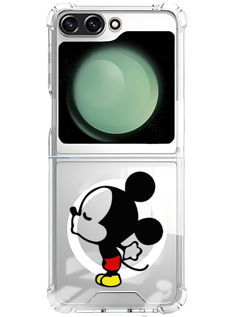 Theodor Magnetic Case for Samsung Galaxy Z Flip 6 Compatible with MagSafe Wireless Charging, Shockproof Phone Bumper Cover Mickey Kissing - Image 1