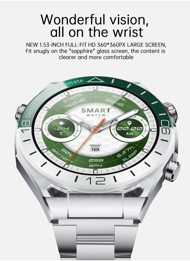 Unisex Bluetooth SmartWatch, Call Information Synchronization, Dial Pad, Support Bluetooth Calls, 1.53-Inch High-Definition Screen Full-Screen Touch, IP67 Waterproof, Magnetic Charging, Sports Health Monitoring, RT SK41